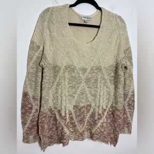 Knox Rose Plus Size XXL Tan Red Ombre Western Sweater Side Slit Scoop Neck Boho